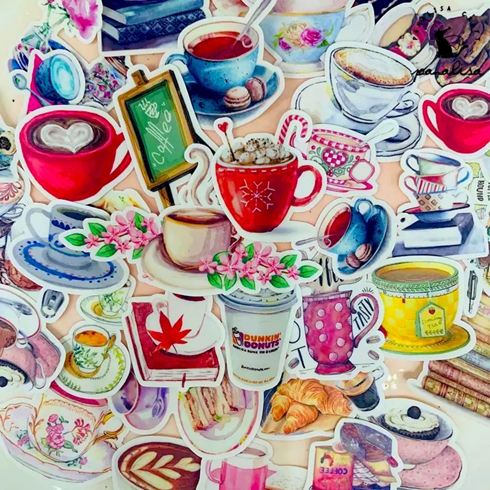 Coffee and Tea Cafe, Beautiful Tea Cups, 19 Deco Stickers - Picture 6 of 11